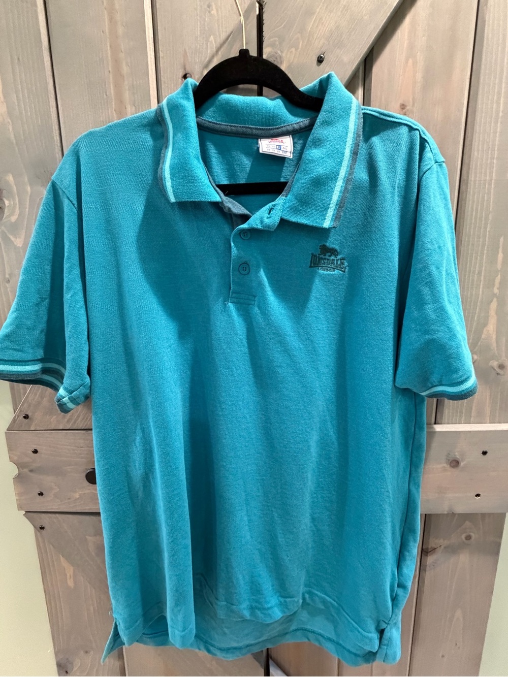 Lonsdale London Men’s XL Teal Polo Shirt Embroidered Lion Logo Short Sleeve